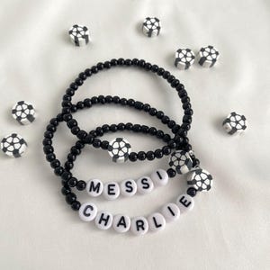 Football Soccer Name Bracelet, Soccer Personalised Bracelet, Messi Bracelet, Gift for boys birthday, Sports Party Favors, Football Team Gift