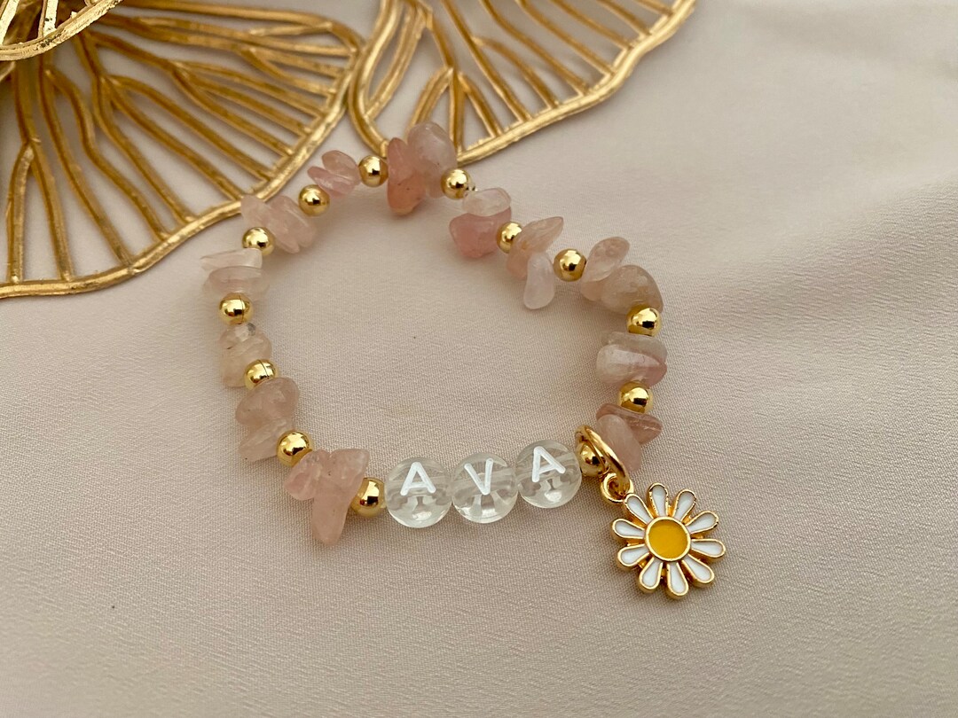 Flower Girl Beaded Bracelet, Children's Personalised Crystal Bracelet