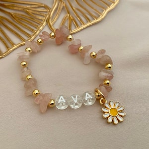 Flower Girl Beaded Bracelet, Children's Personalised Crystal Bracelet, Beaded Name Bracelet