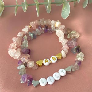 Personalised Crystal Initial Bracelet - Clear Crystal Bracelet - Crystal Healing Bracelets - Crystal Beads Jewellery - Name Beaded Bracelet
