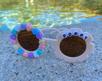 Personalized Children's Sunglasses: Rainbow Heart Sunnies