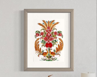 Floral Tree of Life Print, Ukrainian Folk Art Birds (Digital Download)