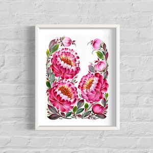 Floral painting Original art Authorial painting Peonies Floral painting Artistic floral drawing Wall decor Home decor Original painting