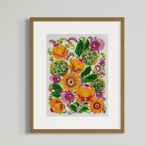 Floral painting Original art Canvas art Home warming Gift Home decor Acrylic painting Petrykivka painting Bright painting Abstract painting