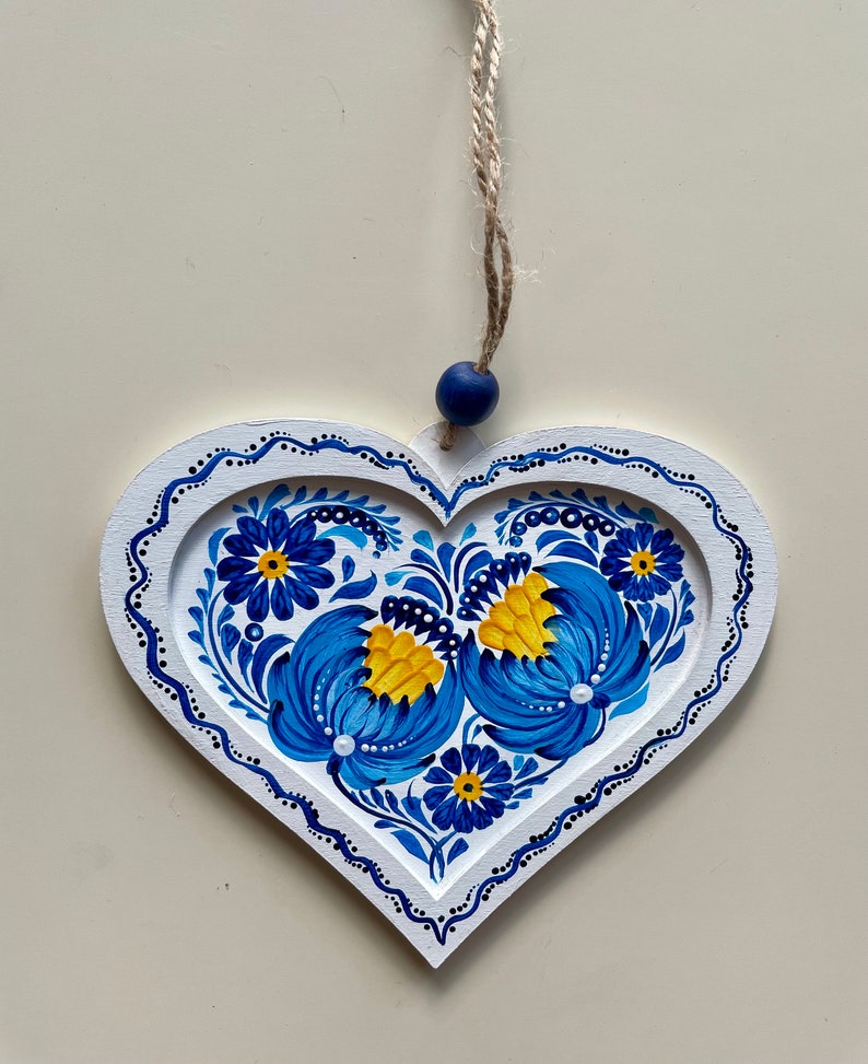 Heart Shaped Heart Shaped Decor Blue and Yellow Set of 2 Valentines