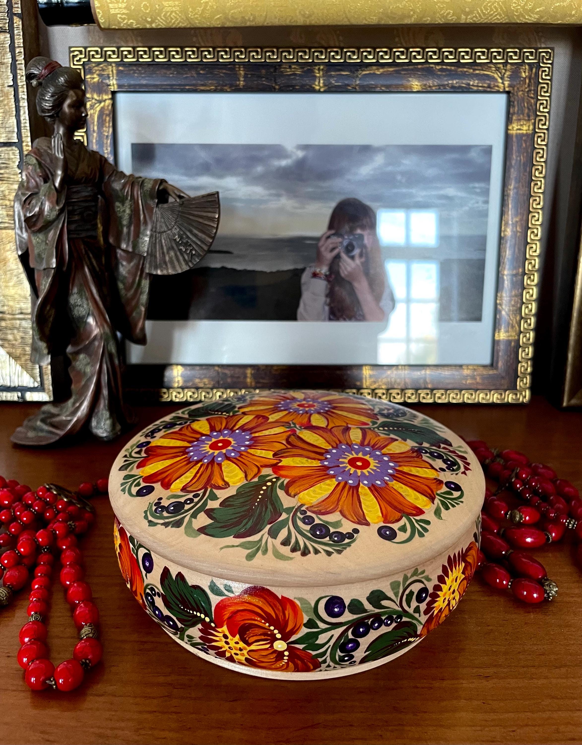 Petrykivka ペトリキフカ 手描き装飾小物入れ ジュエリーボックス