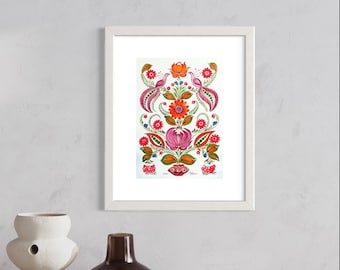 Ukrainian Folk Art Print, Tree of Life Floral Pattern (Digital Download)