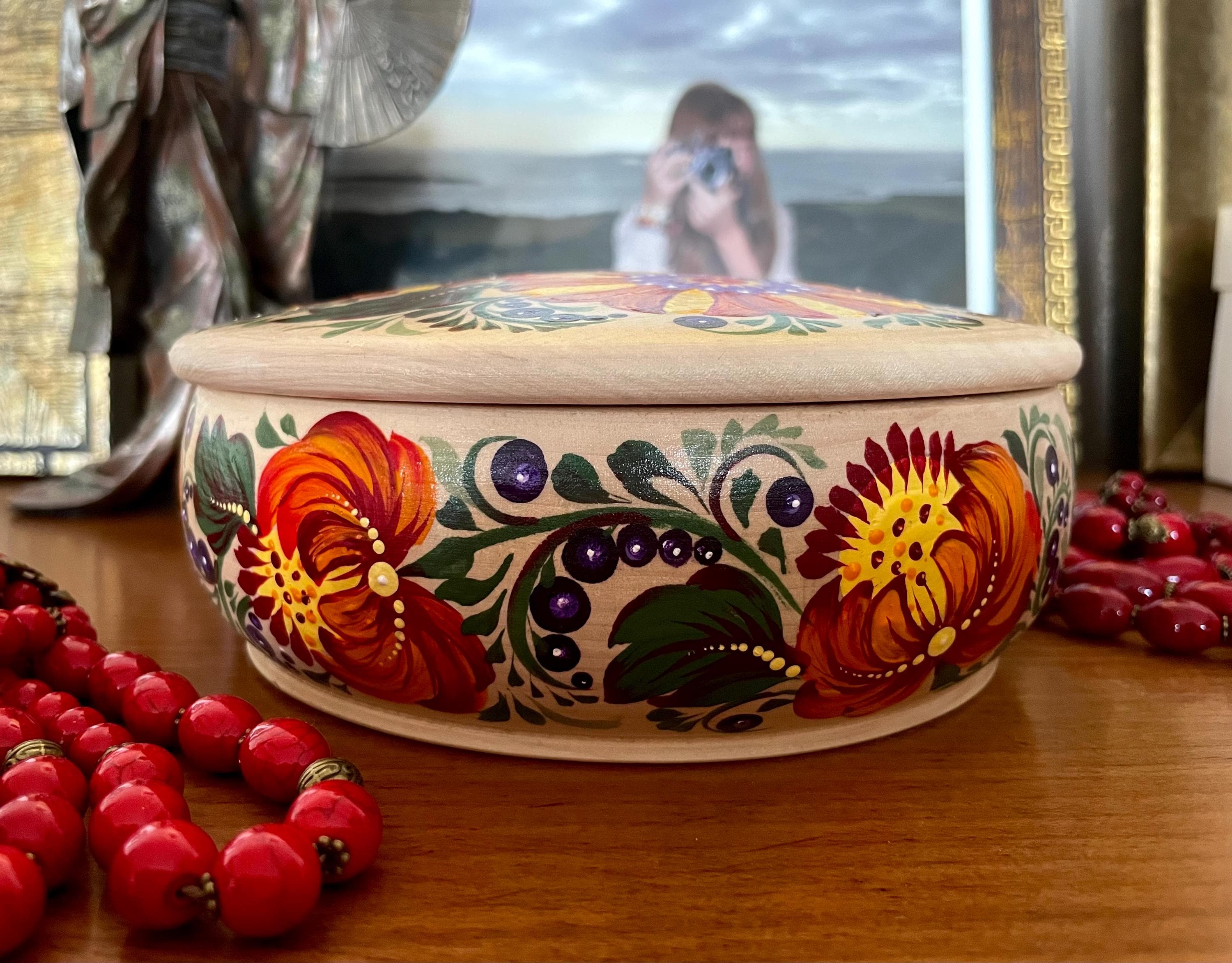 Petrykivka ペトリキフカ 手描き装飾小物入れ ジュエリーボックス