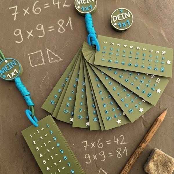 Personalisiertes Einmaleins Lernset | 1x1 Karten zum Mitnehmen | Montessori Lernhilfe | Geschenk zur Einschulung | Rechenkarten Grundschule