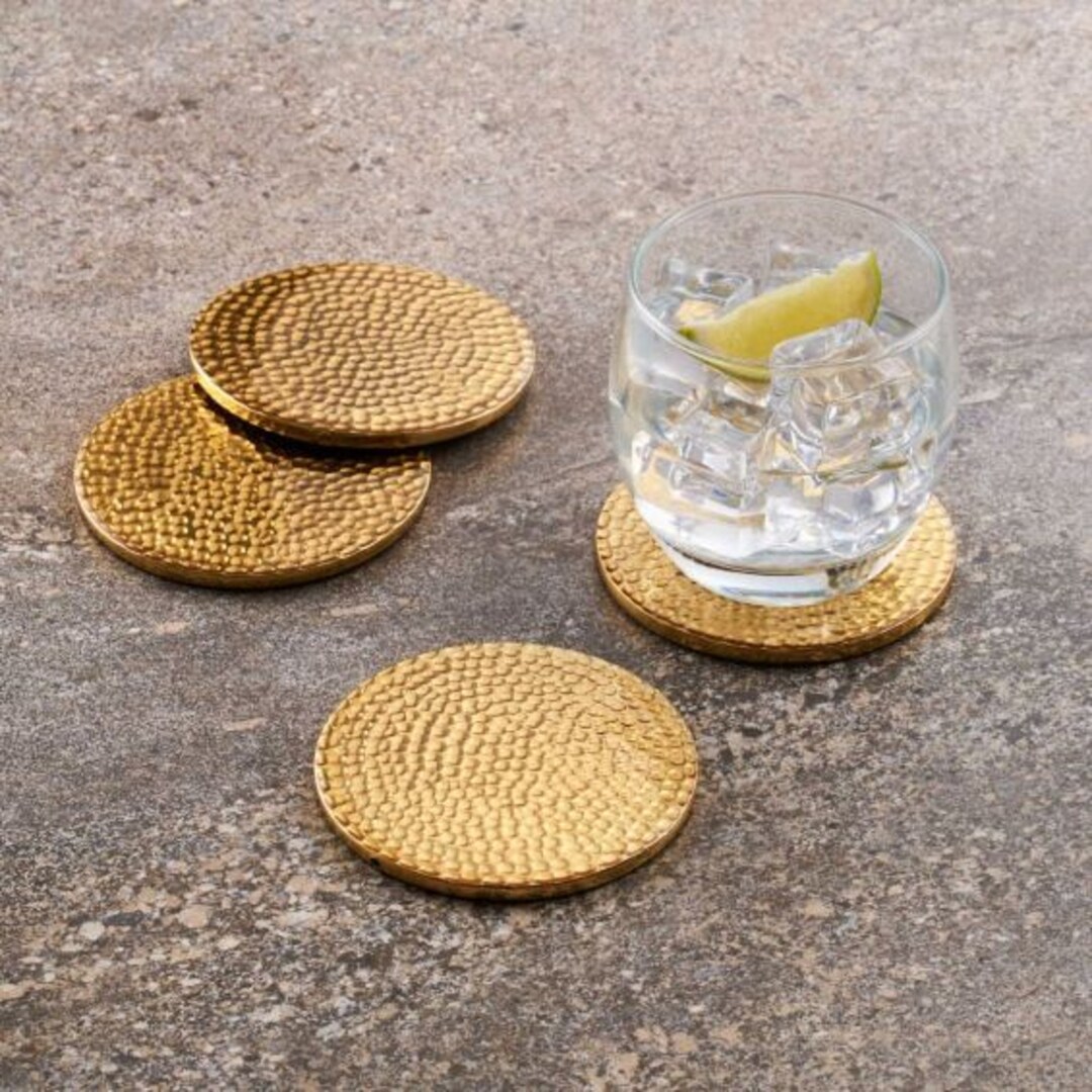 Set of 6 and 12 Hammered Coasters Brass/ Brass Table Decor/ Etsy