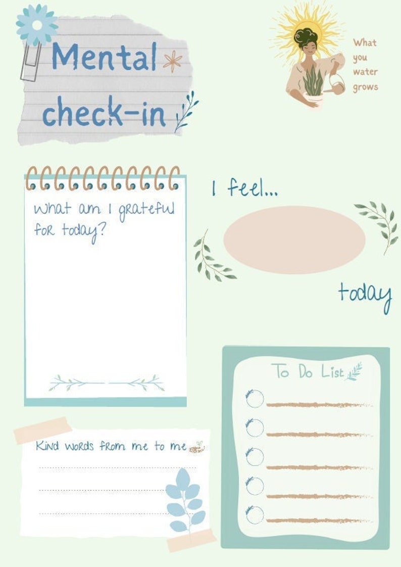 Mental Health Checkin Digital Fillable Template Etsy