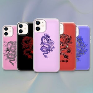 Japanese Dragon Style Phone Case for iPhone 14, 13, 12 Pro, XR, Samsung A12, S22, S21, A40, A71, A52, Huawei P40, P50