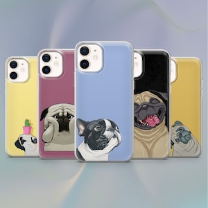 Pug Cute Aesthetic Phone Case for iPhone 14, 13, 12, 11 Pro, X, XS, XR
