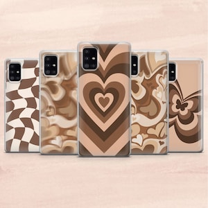 Aesthetic Brown Heart Phone Case for  Samsung A12, S22, S21, A40, A71, A52, A33, A53, Huawei P40, P50, Google Pixel
