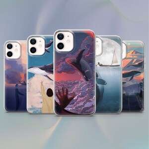 Jolie coque de téléphone esthétique baleine pour iPhone 14, 13, 12 Pro, XR, Samsung A12, S22, S21, A40, A71, A52, Huawei P40, P50