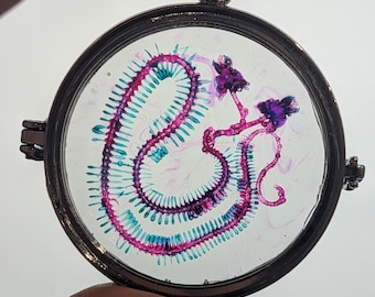 Faux Diaphonized Two Headed Viper Locket