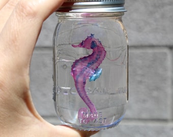 Faux Diaphonized seahorse specimen jar gift oddities taxidermy