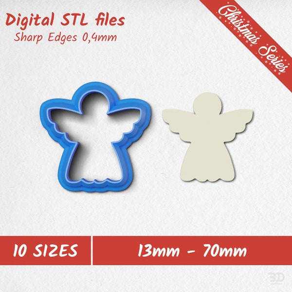 Angel Christmas Polymer Clay Cutters | Cookie Cutters | Digital STL files | 10 Sizes