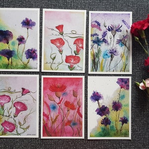 Postkarte, Aquarell, Blumen