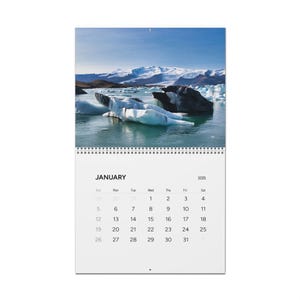 Calendari Islanda 2025, calendario da parete, foto dell'Islanda, Sun Voyager, cascata, regalo per gli amanti dell'Islanda, ghiacciaio, lava,
