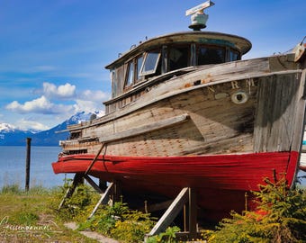 Old Fishing Boat Color Photo, Art Decor, Icy Strait Point, Alaska, Landscape, Nautical, Office, Home Decor, Collectible, Rustic, Seascape