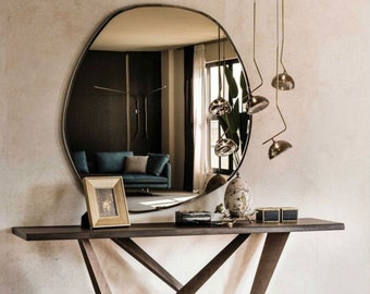 Irregular - Asymmetrical Design Mirror, Gold-Black-Bronze-Chrome Framed Mirror, Bathroom-Bedroom-Living Room Mirror, Wooden Framed Mirror