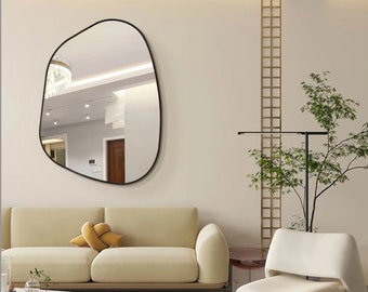 Irregular - Asymmetrical Design Mirror, Gold-Black-Bronze-Chrome Framed Mirror, Bathroom-Bedroom-Living Room Mirror, Wooden Framed Mirror