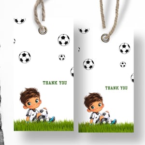 Soccer Thank You Tag for Kids Party, Printable Sports Gift Tag for Boy Birthday, Football Favor Tag, Editable Template Editable in Canva SG1