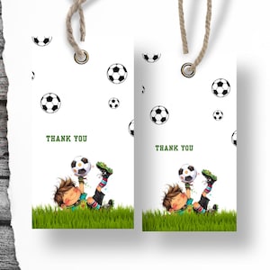 Soccer Thank You Tag for Kids Party, Printable Sports Gift Tag for Boy Birthday, Football Favor Tag, Editable Template Editable in Canva SG1
