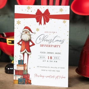 Modello di invito per festa di Natale, invito stampabile per festa di Natale, invito stagionale per festa di Natale, design stampabile, download digitale modificabile in Canva CP2