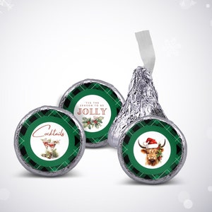 Christmas Chocolate Kiss Label Template,Hershey Kiss,Dark Green Tartan Candy Kiss Stickers,sticker for candy kiss,Hershey Kiss Sticker. C1