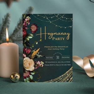 New Year Party/ Hogmanay Invitation, Holiday New Year Party, Instant Download,Editable Xmas Party Invite Template, New Year Party Invite, C1