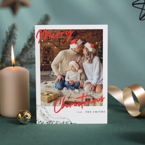 Minimalist Family Photo Christmas Card Template (Digital Download)