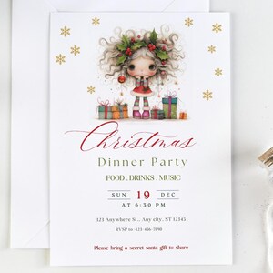 Modello di invito per festa di Natale, festa di Natale eccentrica stampabile, design per celebrazioni stagionali Download digitale modificabile in Canva CP2