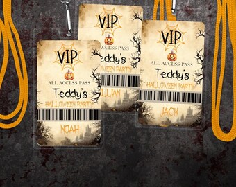 Halloween VIP All Access Badge Party Favors , Spooky Theme, Boo Party, Editable Template, VIP Pass Label, Boys/ Girls, Digital Download WP1