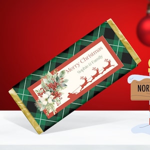 Christmas Candy Bar Wrapper: Plaid Holiday Favors (Digital Download)