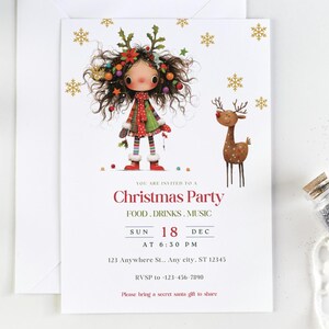 Modello di invito per festa di Natale, festa di Natale eccentrica stampabile, design per celebrazioni stagionali Download digitale modificabile in Canva CP2