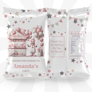 Modello di sacchetto di patatine per feste di carnevale per bambini, modello di incarto per snack da fiera fai da te, download immediato di sacchetti di patatine per feste di carnevale per bambini CP1