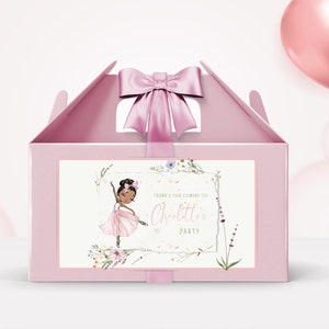Editable Ballerina Treat Box Label: Pink Ballet Party Favor (Digital Download)
