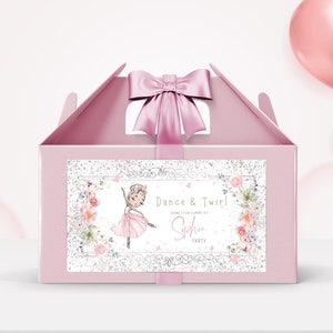 Editable Ballerina Treat Box Label: Pink Ballet Party Favor (Digital Download)