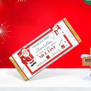 Personalized Christmas Candy Bar Wrapper Template: Holiday Party Favor (Digital Download)