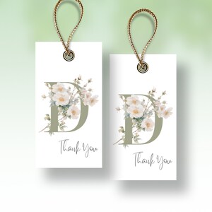 Wild Rose Letter D Obrigado modelo de etiqueta de presente Design editável, Download instantâneo DIY Favors para impressão Download digital editável no Canva HT1