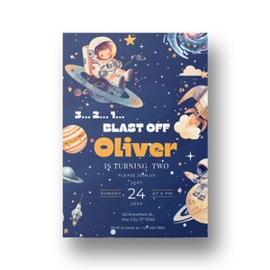 Space Birthday Invitation Template, Astronaut Boys Party, Blast Off Instant Download Rocket Ship Invite, Printable Outer Space Event SB1
