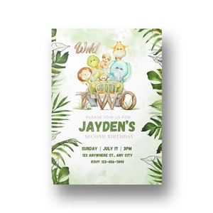 Safari Animal Party Invitation,boy Jungle Animals Editable in Canva ...
