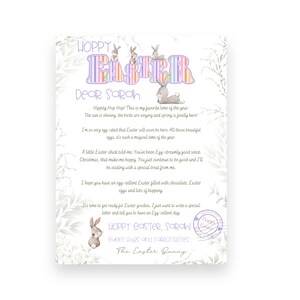 Carta de Pascua del Conejito de Pascua, Descarga Instantánea Sorpresa Mensaje de Pascua Personalizado, Dulce Magia de Búsqueda de Huevos Editable en Canva EP1