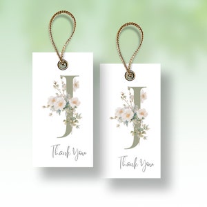 Wild Rose Letter J Gracias Plantilla de etiqueta de regalo Diseño editable, Descarga instantánea DIY Favores Descarga digital imprimible Editable en Canva HT1