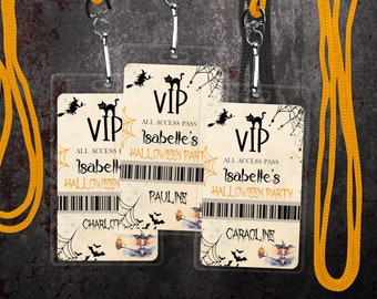 Halloween VIP All Access Badge Party Favors , Spooky Theme, Boo Party, Editable Template,VIP Pass Label, Ghost ID Badge Digital Download HP1