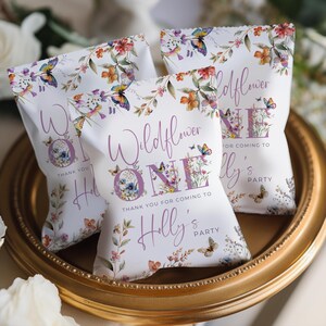 Wildflower Snacks and Chips Bag Wrapper Template - DIY Birthday Party Favor Birthday Party Decor Instant Download Printable DIY IN Canva WF1