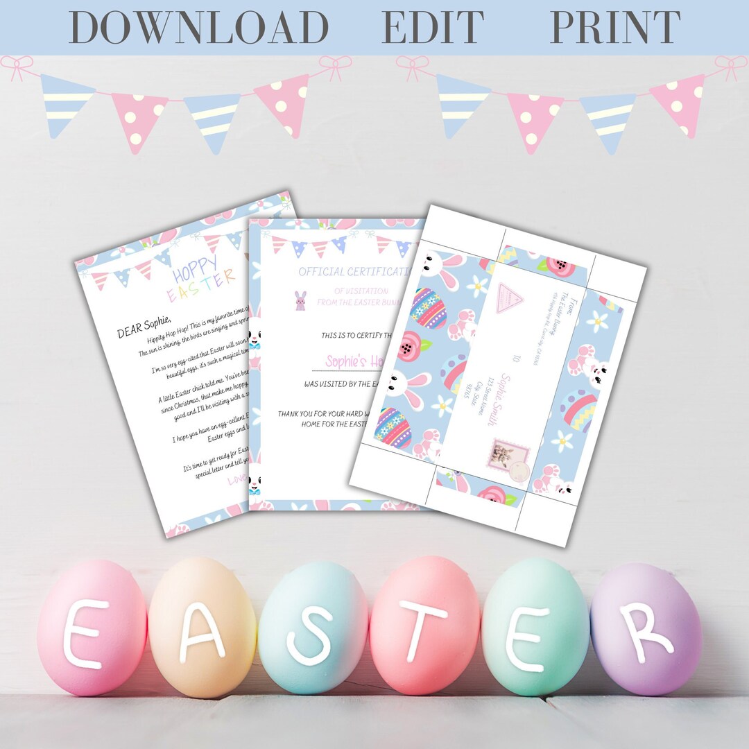 Personalized Easter Bunny Letter & Certificate - DIY Canva Template ...