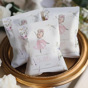 Pink Floral Ballerina Chip Bag Wrapper: Ballet Birthday (Digital Download)